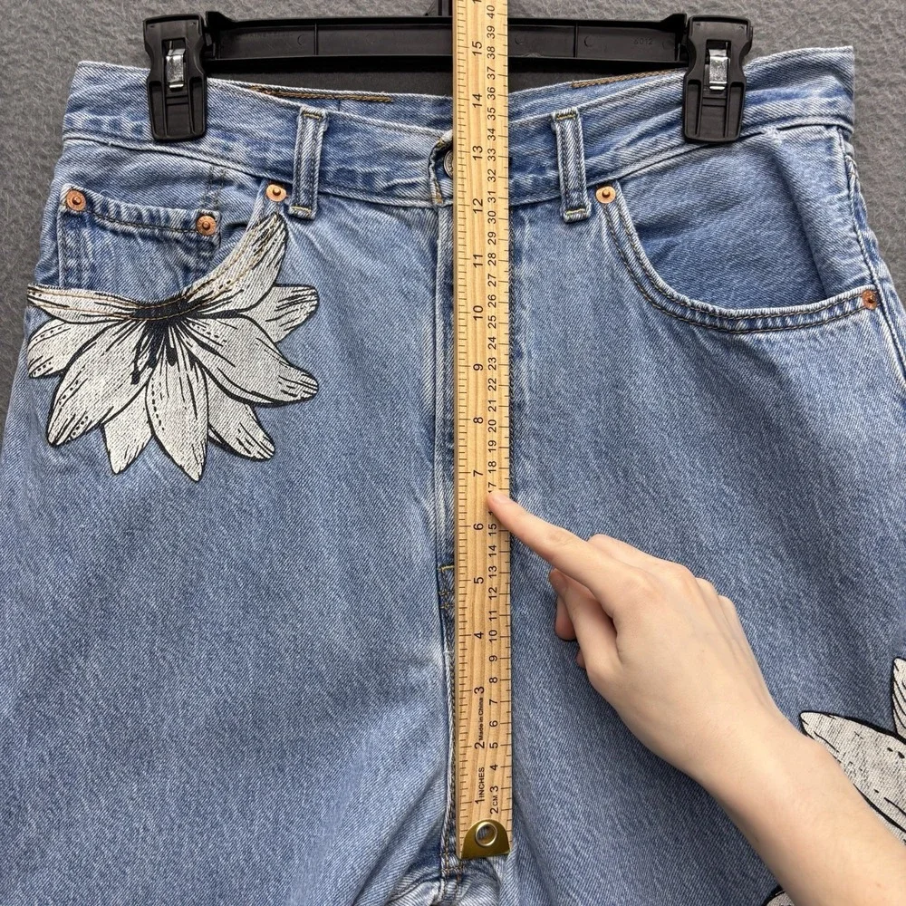 Levi's X FARM Rio High Rise Loose Jeans Women's 30x29 Blue Floral Tropical - Picture 6 of 13